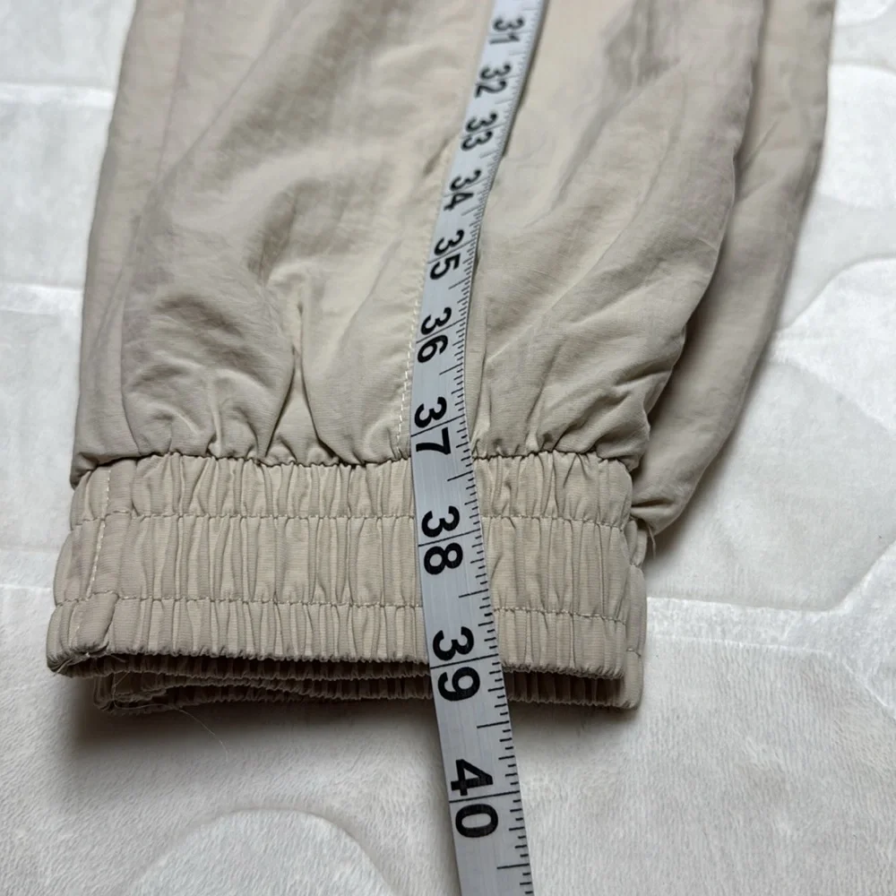 Wilo The‎ Label Womens Tan Parachute Joggers Mesh Lined High Waist Pants Size S